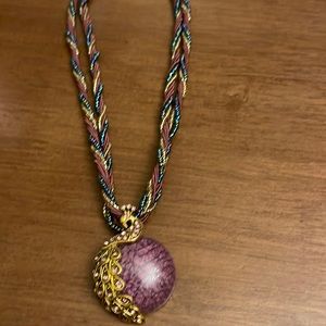 New Peacock Necklace with braided Rope